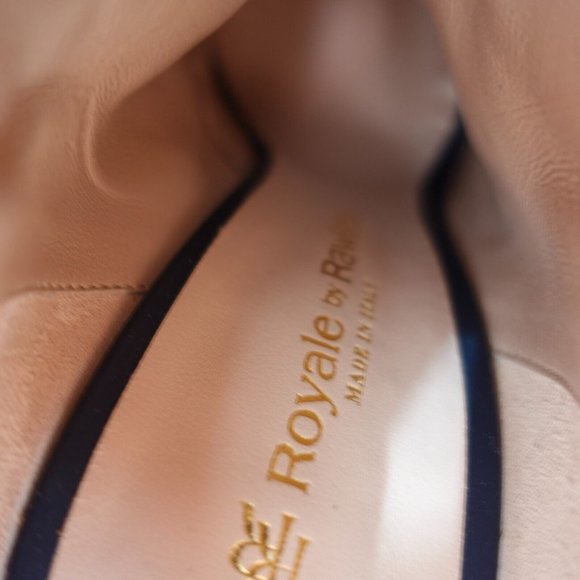 Italian Leather Boots 10 Knee High‎ Swarovski Gold Crown Quite Luxury Blue $1288 - Picture 6 of 16